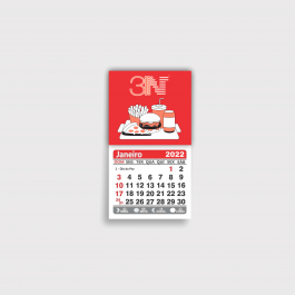 ------ Imã calendário ------ a partir de 500 unid. Manta magnética com calendário 5x4,5cm 4x0 (só frente)  Corte reto 5500CZP