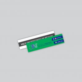 Mini cartão - Frente color e verso cinza  2,2x8,8cm 4x1 (Frente colorido e Verso cinza) Verniz Total Frente Corte Reto cod: 1702ZP